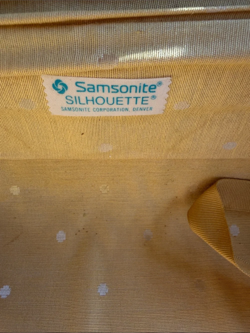Vintage Samsonite mustard yellow or harvest gold hard-shell suitcase